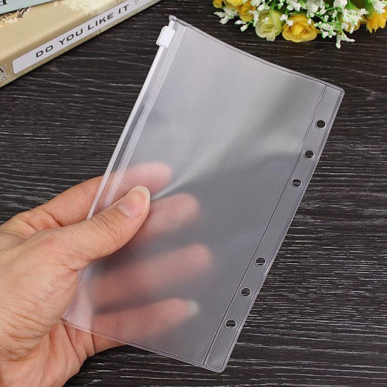 A5 A6 A7 PVC Transparent File Small Things Keeper Storage Bag for 6 Holes Spiral Binder Notebook