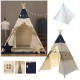 120 x 120 x 160cm Children Game Tent Foldable White and Blue Ribbon Pattern Teepee 120 x 120 x 160cm Children Game Tent Foldable White and Blue Ribbon Pattern Teepee
