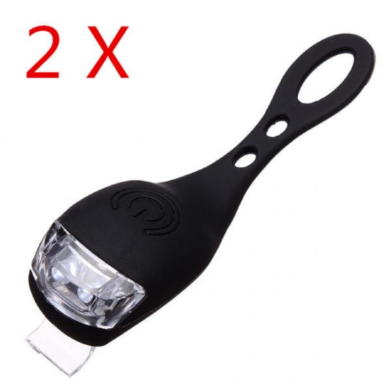 2PCS Black Bicycle Bike  Light Waterproof Silicone LED Flashlight