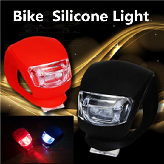 2PCS Red Bicycle Bike Light Waterproof Silicone LED Flashlight