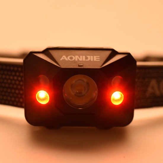 AONIJIE Outdoor Portable LED Headlights High Light Waterproof Headlamp Battery Safety Warning Light