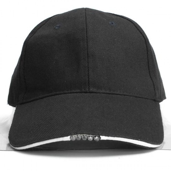 Adjustable Bicycle 5 LED Light Cap Battery Powered Hat Outdoor Baseball Cap Adjustable Bicycle 5 LED Light Cap Battery Powered Hat Outdoor Baseball Cap