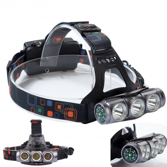 XANES® 1800LM T6+2 x XPE LED Compass HeadLamp 18650 Battery 4 Modes DC Direct Charge Waterproof For Outdoor Camping Hiking Cycling Fishing Light XANES® 1800LM T6+2 x XPE LED Compass HeadLamp 18650 Battery 4 Modes DC Direct Charge Waterproof For Outdoor Camping Hiking Cycling Fishing Light