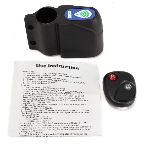 BIKIGHT Bike Alarm Anti Theft Lock with Wireless Remote Control Cycling Bicycle Bike Security BIKIGHT Bike Alarm Anti Theft Lock with Wireless Remote Control Cycling Bicycle Bike Security