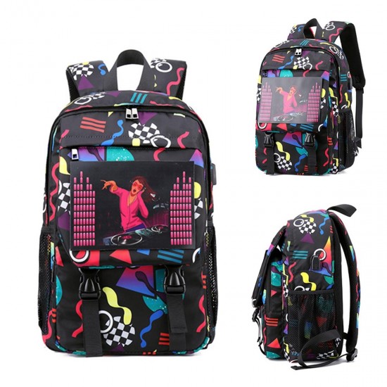 BIKIGHT Men Smart Sound Control Noctilucent Backpack USB Charge Laptop Travel School Bag