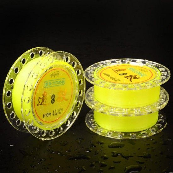 Bobing 100m 0.8#-8.0# Nylon Monofilament Line Freshwater Cast Fishing Line Fluoresacent Yellow