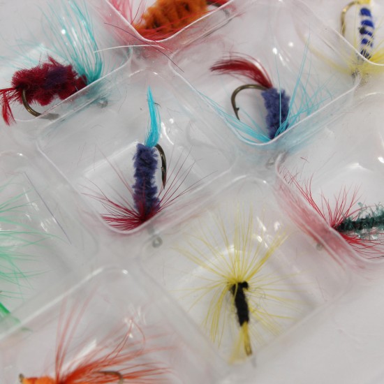 12pcs Dry and Wet Bionic Fly Lures Various Fly Fishing Lures Artificial Bait Fishing Accessory