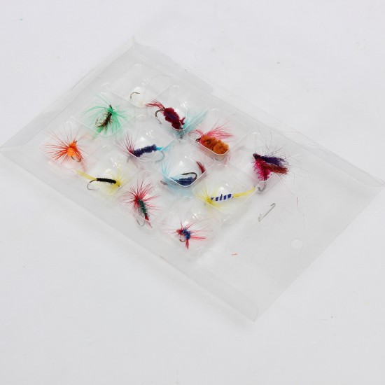 12pcs Dry and Wet Bionic Fly Lures Various Fly Fishing Lures Artificial Bait Fishing Accessory