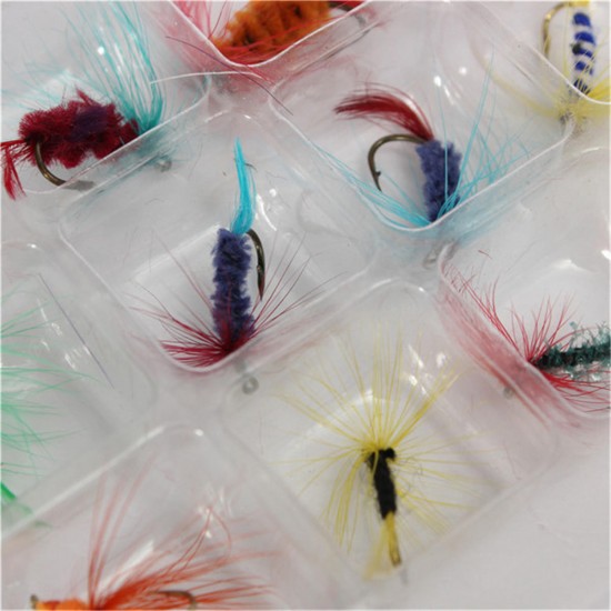 12pcs Dry and Wet Bionic Fly Lures Various Fly Fishing Lures Artificial Bait Fishing Accessory