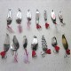 14Pc Fishing Lure Spoon Treble Feather Hook Spinner Bait with Box