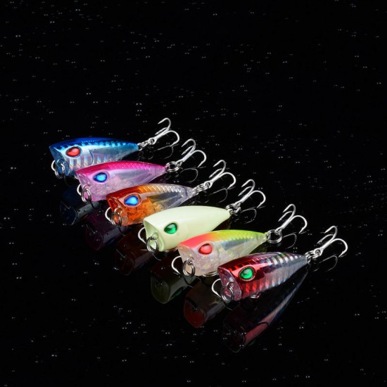 1pc 4cm 3.6g Popper Fishing Lure Lifelike 3D Eyes BKK Hook Hard Bait Fishing