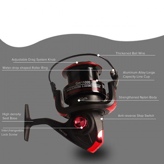 Bobing 9000-11000 Series Of Metal Fishing Spinning Reel 13+1BB  Long Shot Wheel Distant Fishing Reel