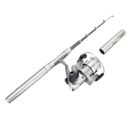 LEO Mini Fishing Rod Reel Combo Fibre Glass Aluminum Fishing Reel 5.1:1 Portable Hunting Fishing Tools