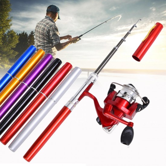 LEO Mini Fishing Rod Reel Combo Fibre Glass Aluminum Fishing Reel 5.1:1 Portable Hunting Fishing Tools