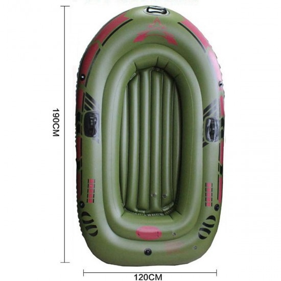 190*120cm 2-Person Green Kayak PVC Inflatable Boat Rubber Inflatable Boat Oars Air Pump Rope Set