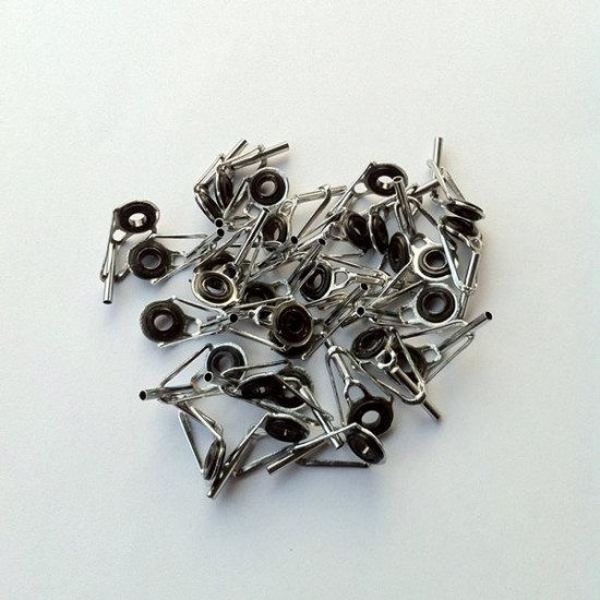 100Pcs Parts Repair Fishing Rod Guides Tips Kit Stainless Eye Rings