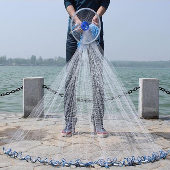 2.4M/3.6M Hand Cast Fishing Net Spin Nylon Fish Bait Net With Sinker