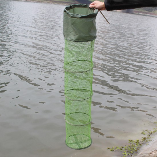 25cm 33cm Foldable Fish Cage Shrimp Fishing Net Mesh Portable Anti-Jump Keepnet Fishing Net