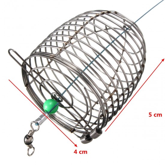 ZANLURE 10g Stainless Steel Wire Fishing Bait Lure Cage Fishing Trap Basket Feeder Holder