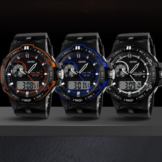 5ATM SKMEI Men's Rubber Band LED Digital Sports Waterproof Wrist Watch
