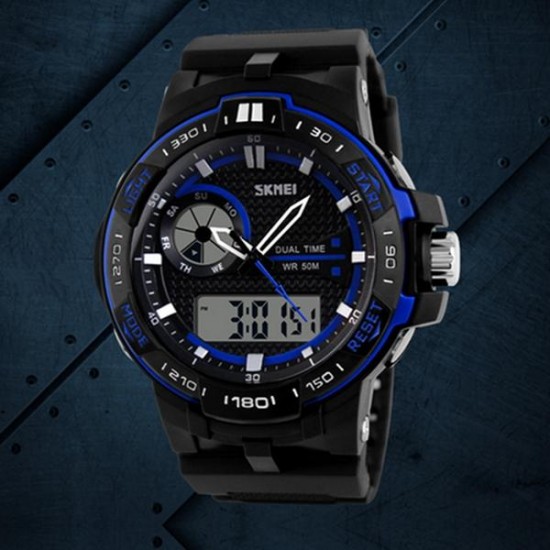 5ATM SKMEI Men's Rubber Band LED Digital Sports Waterproof Wrist Watch