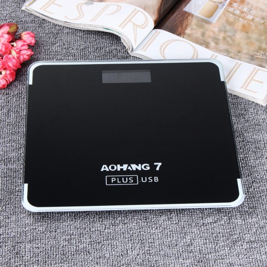 AOHANG 7 Plus USB Version 180kg LCD Electronic Digital Tempered Glass Body Weight Scale AOHANG 7 Plus USB Version 180kg LCD Electronic Digital Tempered Glass Body Weight Scale
