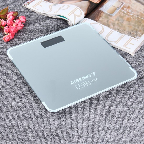AOHANG 7 Plus USB Version 180kg LCD Electronic Digital Tempered Glass Body Weight Scale AOHANG 7 Plus USB Version 180kg LCD Electronic Digital Tempered Glass Body Weight Scale