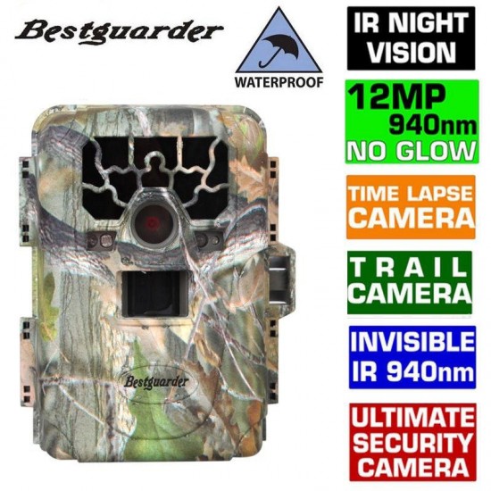 BESTGUARDER 12MP Infrared Hunting Camera Night Vision 0.6-0.8S Trigger 36 IR LEDs IR Scouting Trail