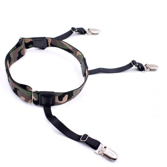 1 Pair Non-slip Anti-wrinkle Garter Camouflage Striped Elastic Shirt Anti-slip Tactical Clip