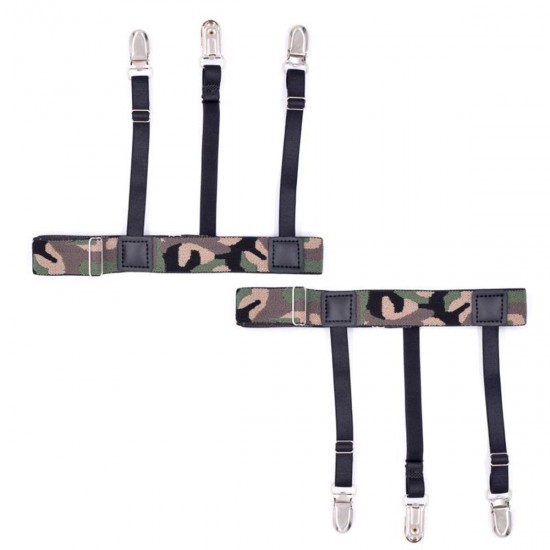 1 Pair Non-slip Anti-wrinkle Garter Camouflage Striped Elastic Shirt Anti-slip Tactical Clip