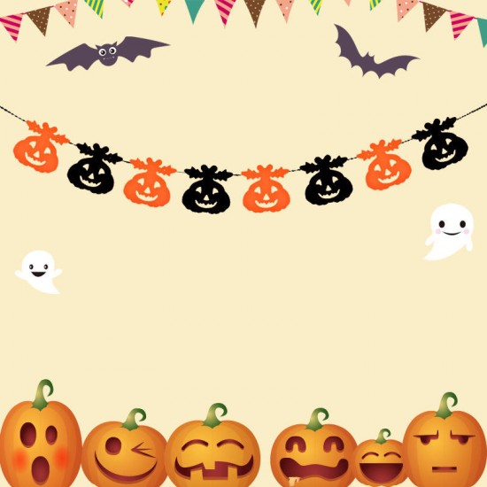 1 Pcs Halloween Fabric Pumpkin Skull Bat Spider Hanging Party Decoration Ornaments DIY Pull Flags