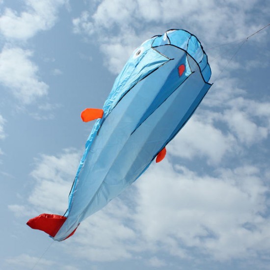 3D Huge Soft Parafoil Blue Dolphin Kite Outdoor Sport Entertainment Kite Frameless