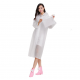 Women Thickened EVA SemiTransprent Rain Coat Rainwears Korean Style Hood Sleeves Bright Color