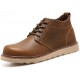 W50 Men's Casual Sport Width Fit Leather Soft Flats Retro Martin Work Boots Hiking Shoes