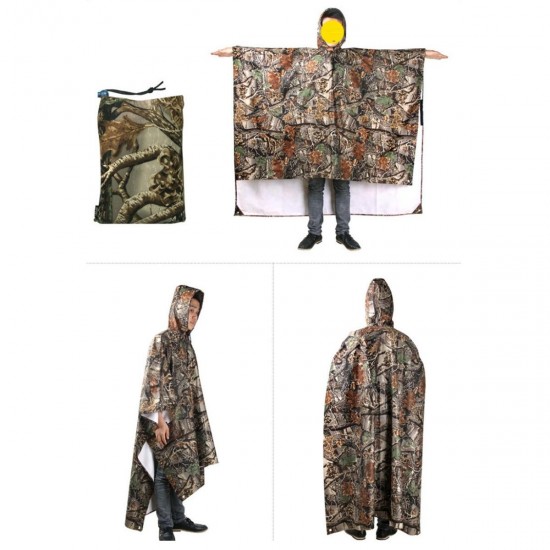 3 In 1 Multifunctional Raincoat Poncho Backpack Camouflage Rain Cover Awning Tent Rainning Clothing