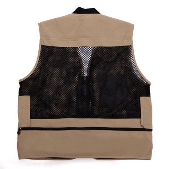 Men Summer Autumn Multifunctional Quick Drying Mesh Fishing Vest Jacket Loose Multi Pocket