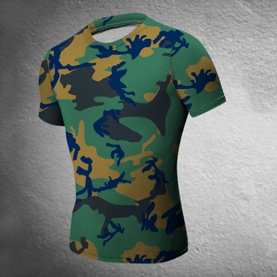 Men Base Layer Camouflage T Shirt Fitness Tights Quick Dry Clothing Male