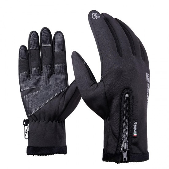 DB03 Unisex Touch Screen Windproof Waterproof Sports Winter Full Finger Ski Gloves With Zipper