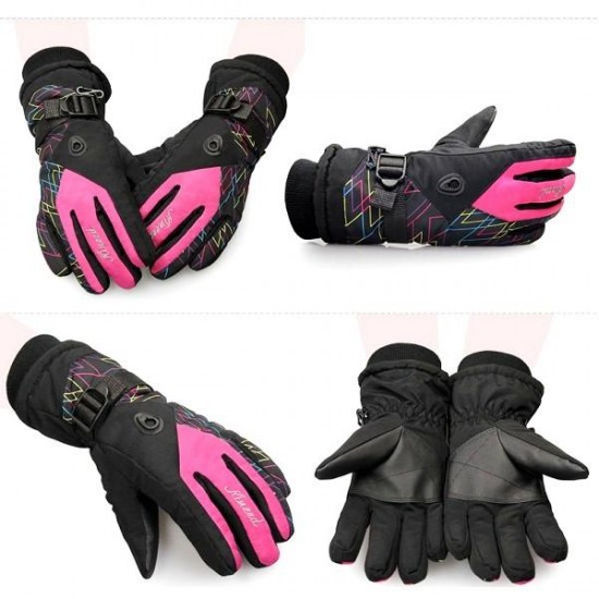 Women Warm Waterproof Ski Gloves Beam Cuff Ski Gloves Waterproof Motorcycle Gloves