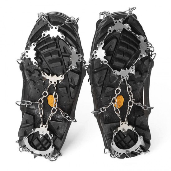 AOTU AT8608 Snow Grip Spike Ice Shoes Boots Anti-slip 18-teeth Climbing Crampons Grippers for Ski
