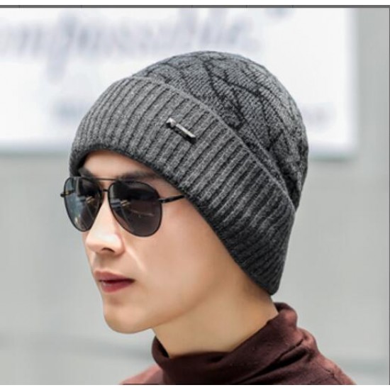 Fashion Men Camping Hat Winter Beanie Baggy Warm Wool Fleece Ski Cap