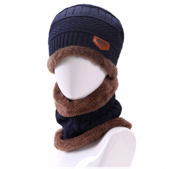 Knitted Hat Scarf Cap Neck Warmer Winter Hats For Men Women Skullies Beanies Fleece