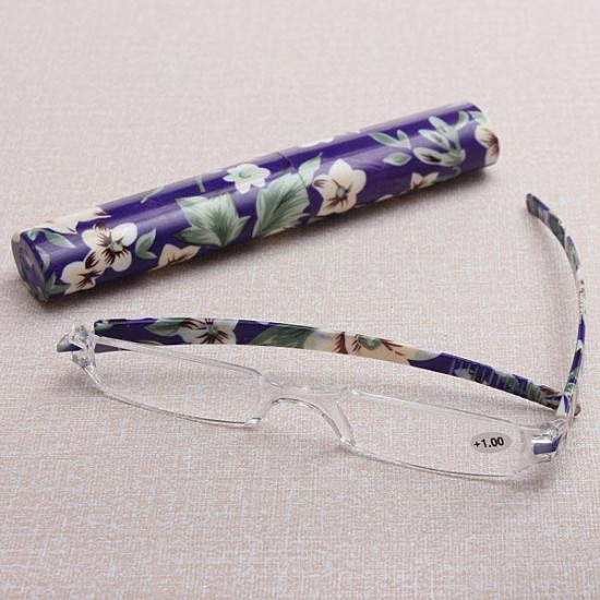 Rimless Reading Glasses Presbyopic Glasses Lens Multi Diopters With Case