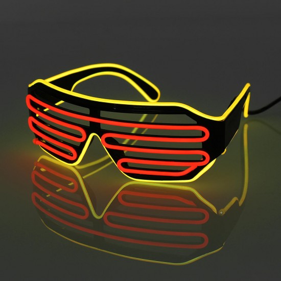 Sound Control Flash EL Wire Glasses Neon LED Light Up Shutter Glow Frame Glasses