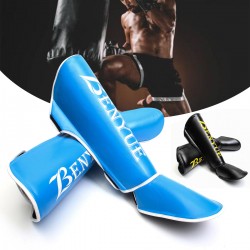 2Pcs Shin Instep Pads Leg Foot Protector PU Leather+EVA Boxing Thai Kick Muay Training Guard