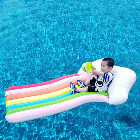 180 x 100cm Rainbow Inflatable Boat Pool Water Float Bed Swimming Ring Air Mattress