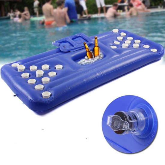 24 Holder Inflatable Beer Pong Ball Table Water Floating Raft Lounge Swim Pool Party Game