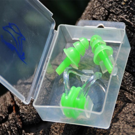 Swimming Ear Plugs with Nose clip Silicone Portable Comfortable Colorful Ear Plugs