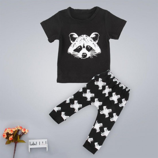 2Pcs New Toddler Baby Boys Fox T-shirts Long Pants Leggings Outfits Clothing Set Costume