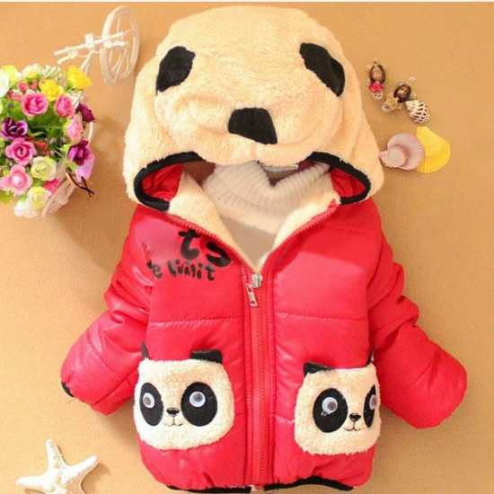 Baby Cartoon Panda Hooded Cotton-padded Jackets Outerwear Baby Cartoon Panda Hooded Cotton-padded Jackets Outerwear